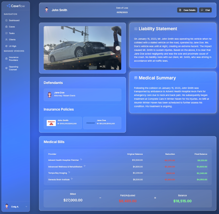 CaseFlow Dashboard Screenshot